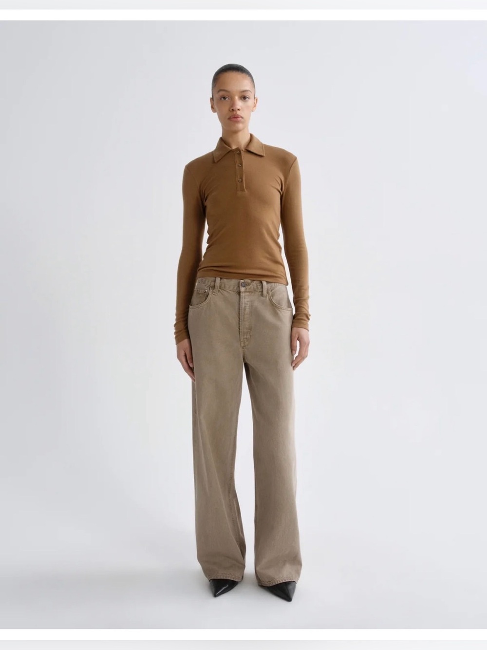 Agolde Low Slung Baggy Wode Leg Jeans Trail Taupe 26 $268